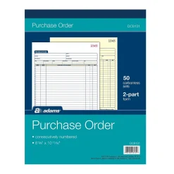 Adams 2-Part Carbonless Purchase Order, 8 3/8" x 11 7/16", 50 Sets/Book (DC8131)