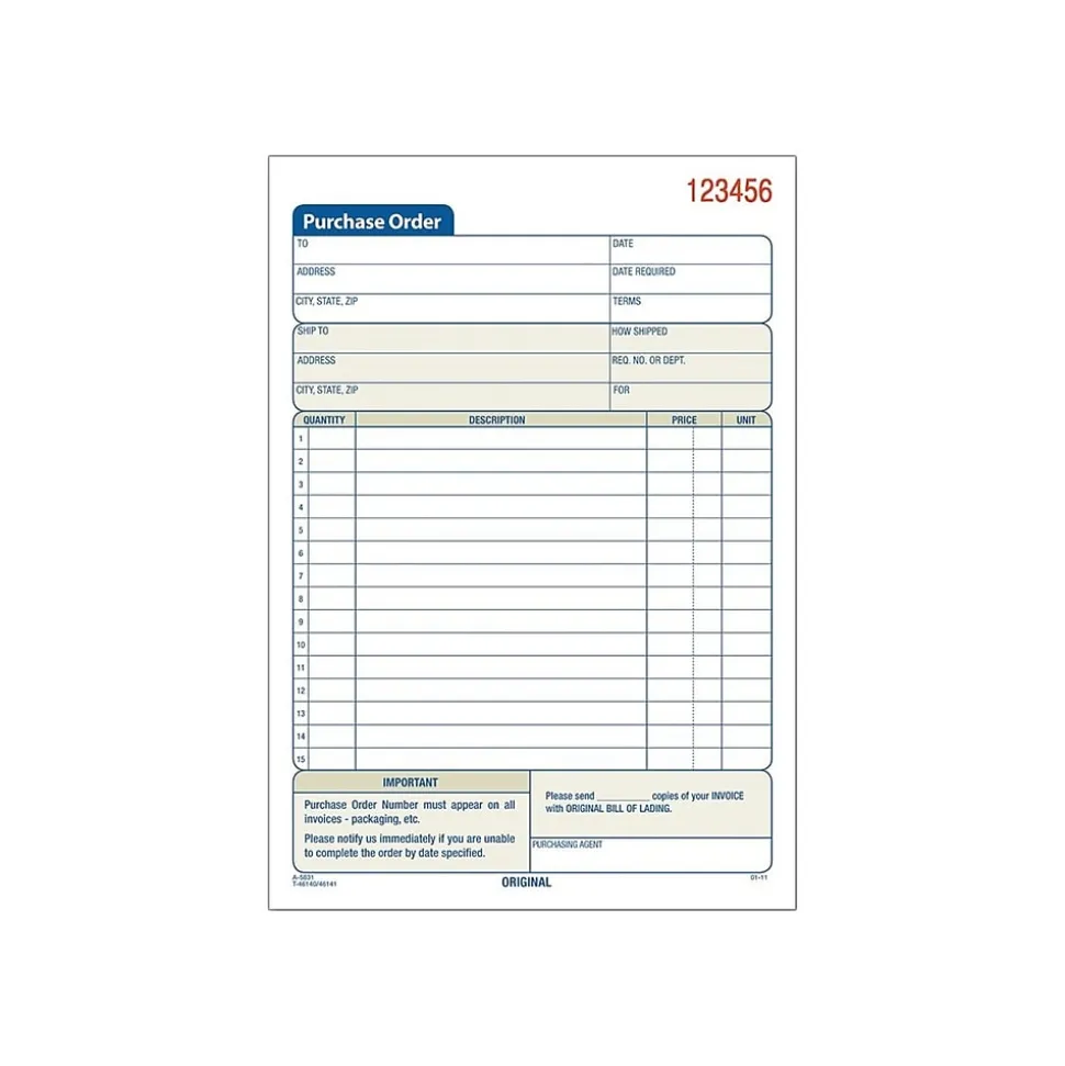 Adams 2-Part Carbonless Purchase Requisitions, 8.44"L x 5.56"W, 50 Sets/Book (DC5831)