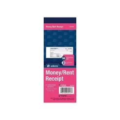 Adams 3-Part Carbonless Receipts Book, 7.19" x 2.75", 50 Forms/Book (ABF TC2701)