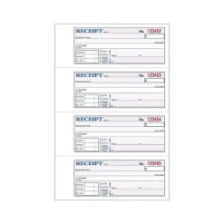Adams 3-Part Carbonless Receipts Hardbound Book, 2.75"L x 7"W, 200 Forms/Hardbound Book (TCH1185)