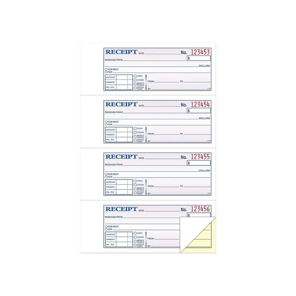 Adams 2-Part Carbonless Receipts, 2.75"L x 7.13"W, 200 Sets/Book (DC1182)