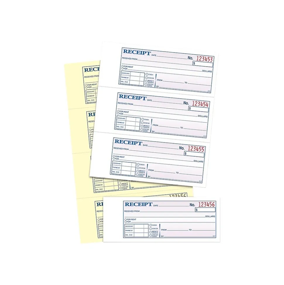 Adams 2-Part Carbonless Receipts, 2.75"L x 7.13"W, 200 Sets/Book (DC1182)
