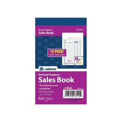 Adams 2-Part Carbonless Sales Orders, 5.63"L x 3.34"W, 50 Sets/Book, 10/Pack (DC3510)