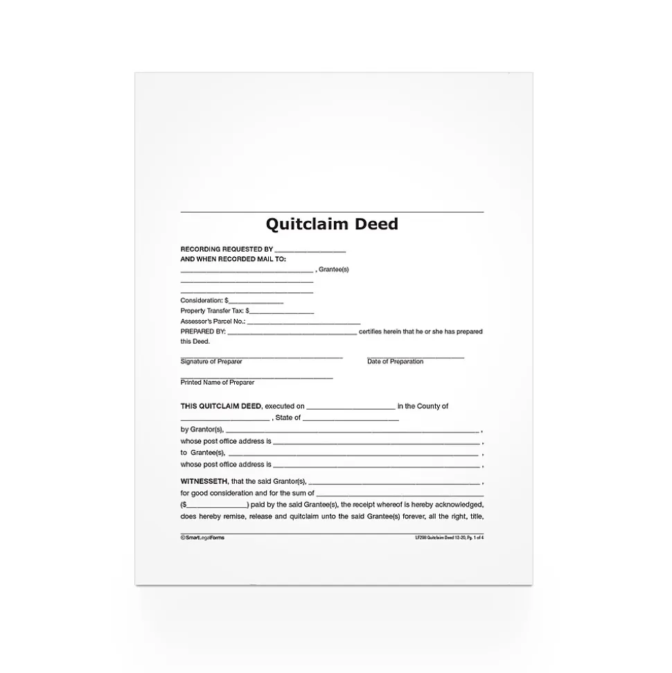 Adams Quitclaim Deed, Form and Instructions, 8.5" x 11", 4 Sets/Book (LF298)