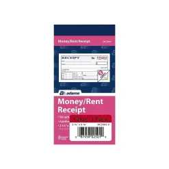 Adams Receipts Book, 2.75"L x 5.38"W, 50 Sheets/Book, 3/Pack (DC2501-3)