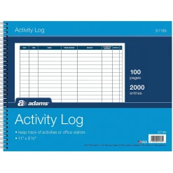 Adams Record Book, 8 Columns, 11" x 8.5", White, 50 Sheets/Book (S1185)