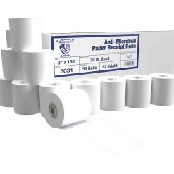 Alliance Armor Receipt Paper Roll, 3" x 130', 50 Rolls/Carton (3031)