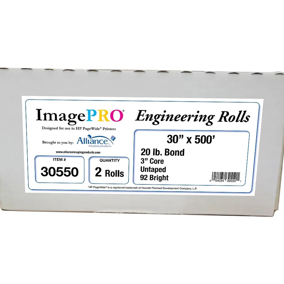 Alliance ImagePRO Wide-Format Bond Paper Roll, 30" x 500', 2/Carton (30550)