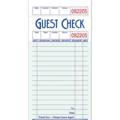Alliance 1-Part Carbonless Guest Checks, 5.04"L x 3.4"W, 100 Sets/Book (351601)