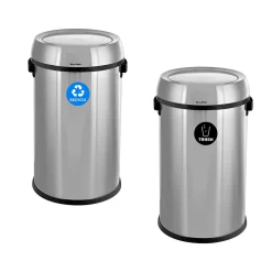 Alpine Dual-Stream Trash/Recycling Station, 34-Gallon, Stainless Steel (ALP470-65L-1-R-T)