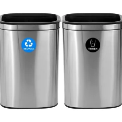 Alpine Industries Commercial Indoor Dual-Stream Recycling Station, 10.5 Gallon, Stainless Steel (ALP470-40L-R-T)