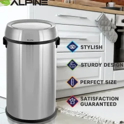 Alpine Industries Commercial Indoor Single-Stream Recycling Station, 17 Gallon, Stainless Steel (ALP470-65L-1-CO)