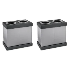 Alpine Industries Plastic 2-Compartment Indoor Trash Can and Recycling Bin, 28 Gal., Black, 2/Pack (471-02-BLK-2PK)