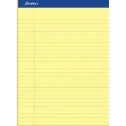 Ampad Notepads, 8.5" x 11.75", Wide Ruled, Canary, 50 Sheets/Pad, 12 Pads/Pack (TOP20-220) Outlet