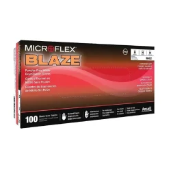 Ansell Blaze® Hi-Viz Orange Nitrile Exam Gloves, Powder-Free, Size Medium, 100/BX (N48)