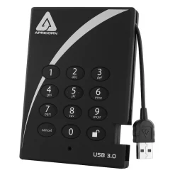 Apricorn Aegis Padlock 500GB USB 3.0 External Hard Drive, Gray (A25-3PL256-500)