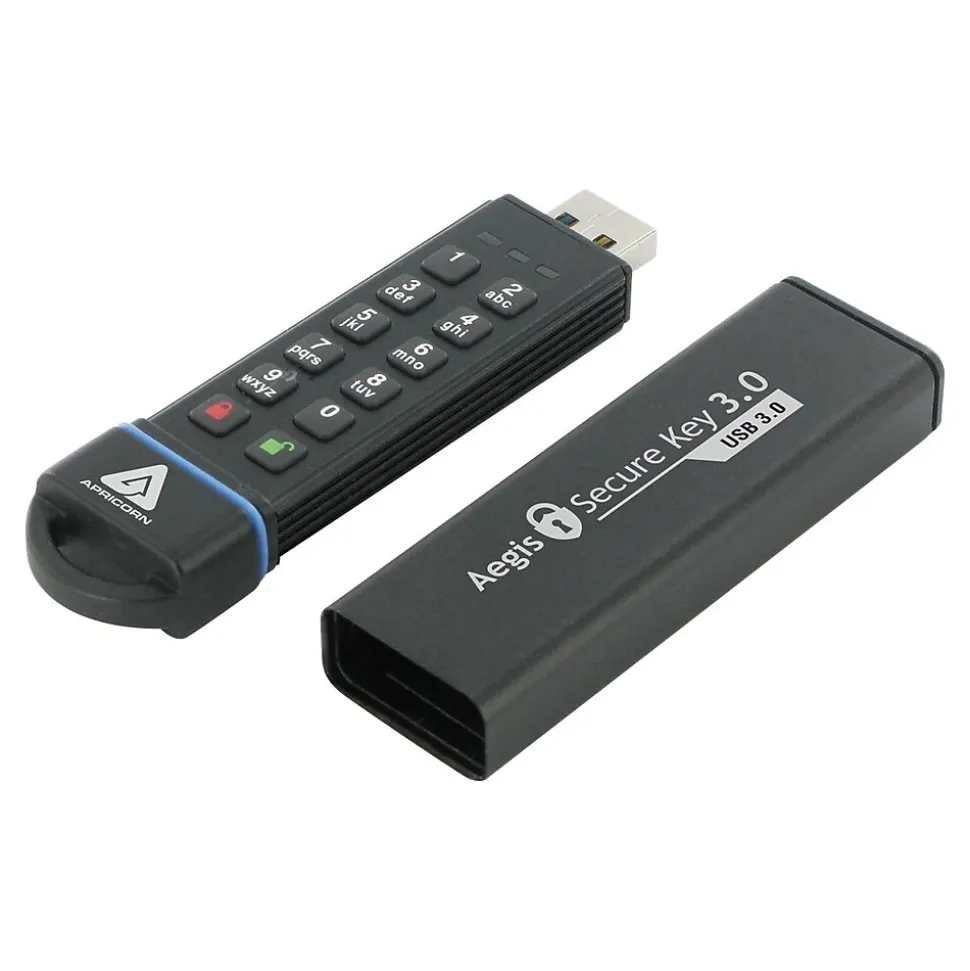Apricorn Aegis Secure Key 30GB USB 3.0 Type A Flash Drive, Black (ASK3-30GB)