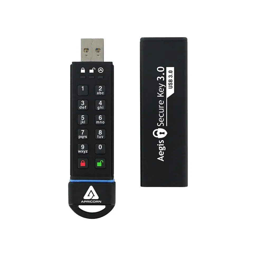Apricorn Aegis Secure Key 30GB USB 3.0 Type A Flash Drive, Black (ASK3-30GB)