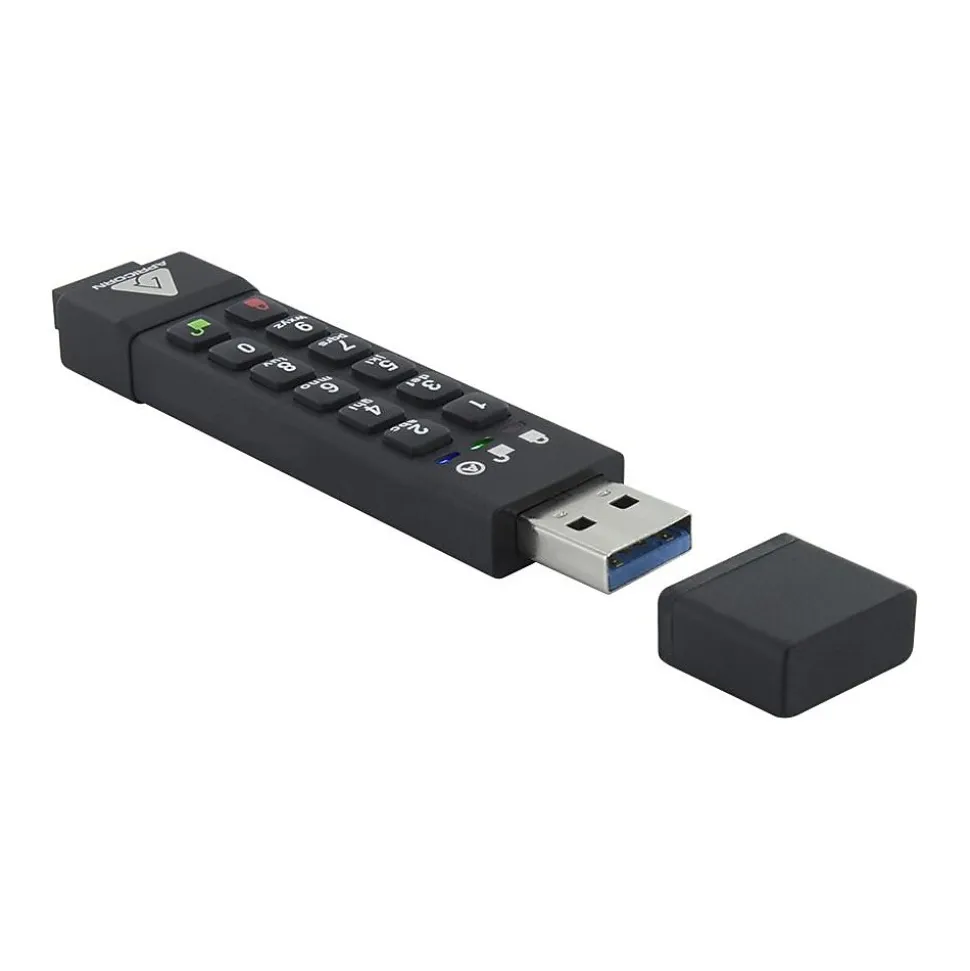 Apricorn Aegis Secure Key 3z 128GB USB 3.1 Type A Flash Drive, Black (ASK3Z-128GB)