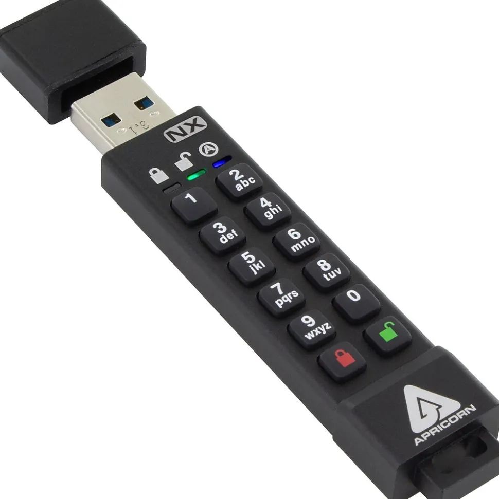 Apricorn ASK3-NX 128GB USB 3.1 Type A Flash Drive, Black (ASK3-NX-128GB)