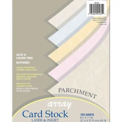 Array 65 lb. Cardstock Paper, 8.5" x 11", Assorted Colors, 100 Sheets/Pack (101235)