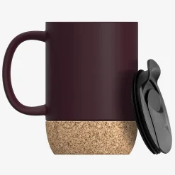 ASOBU Ceramic Travel Mug with Cork Base, 12 oz., Burgundy (SM50BURG)