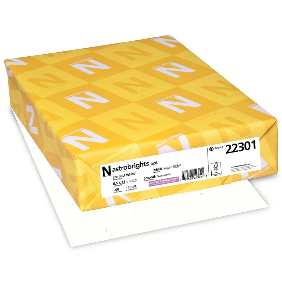 Astrobrights 8.5" x 11" Multipurpose Paper, 24 lbs., 87 Brightness, 500 Sheets/Ream (22301)
