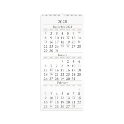 AT-A-GLANCE 2025 12" x 27" Three-Month Wall Calendar, White/Black (SW115-28-25) Best