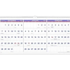 AT-A-GLANCE 2024 -2026 27" x 12" Three-Month Wall Calendar, White/Purple (PM14-28-25) Sale