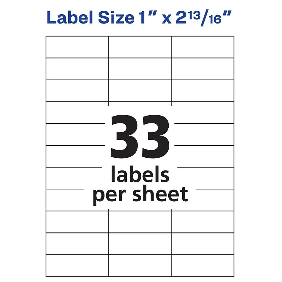 Avery Address Labels for Copiers, 1" x 2-13/16", White, 8,250 Labels/Pack (5332)