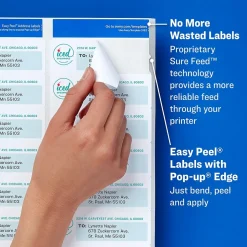Avery Easy Peel Inkjet Address Labels, 1-1/3" x 4", White, 350 Labels/Pack (8162)