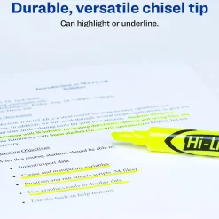 Avery Hi-Liter Tank Highlighters, Chisel, Yellow, Dozen (98035) New