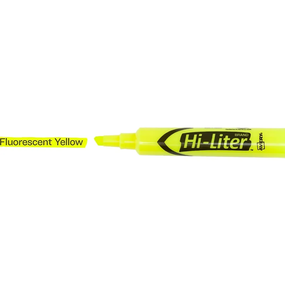 Avery Hi-Liter Tank Highlighters, Chisel, Yellow, Dozen (98035) New