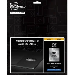 Avery PermaTrack Metallic Laser Asset Tag Labels, 3/4" x 2", Glossy Silver, 240 Asset Tags/Pack (61524) Outlet