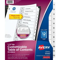 Avery Ready Index Table of Contents Paper Dividers, 1-12 Tabs, White (11140) Best