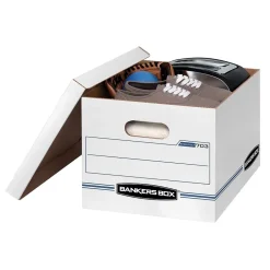 Bankers Box® Bankers Box Easylift Corrugated File Storage Boxes, Lift-Off Lid, Letter/Letter Size, White/Blue, 12/Ct (0006301) Clearance