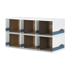 Bankers Box® Bankers Box File/Cube™ Quick Set-Up Corrugated File Storage Box Shells, Letter/Legal Size, White/Blue, 6/Carton (0162601)
