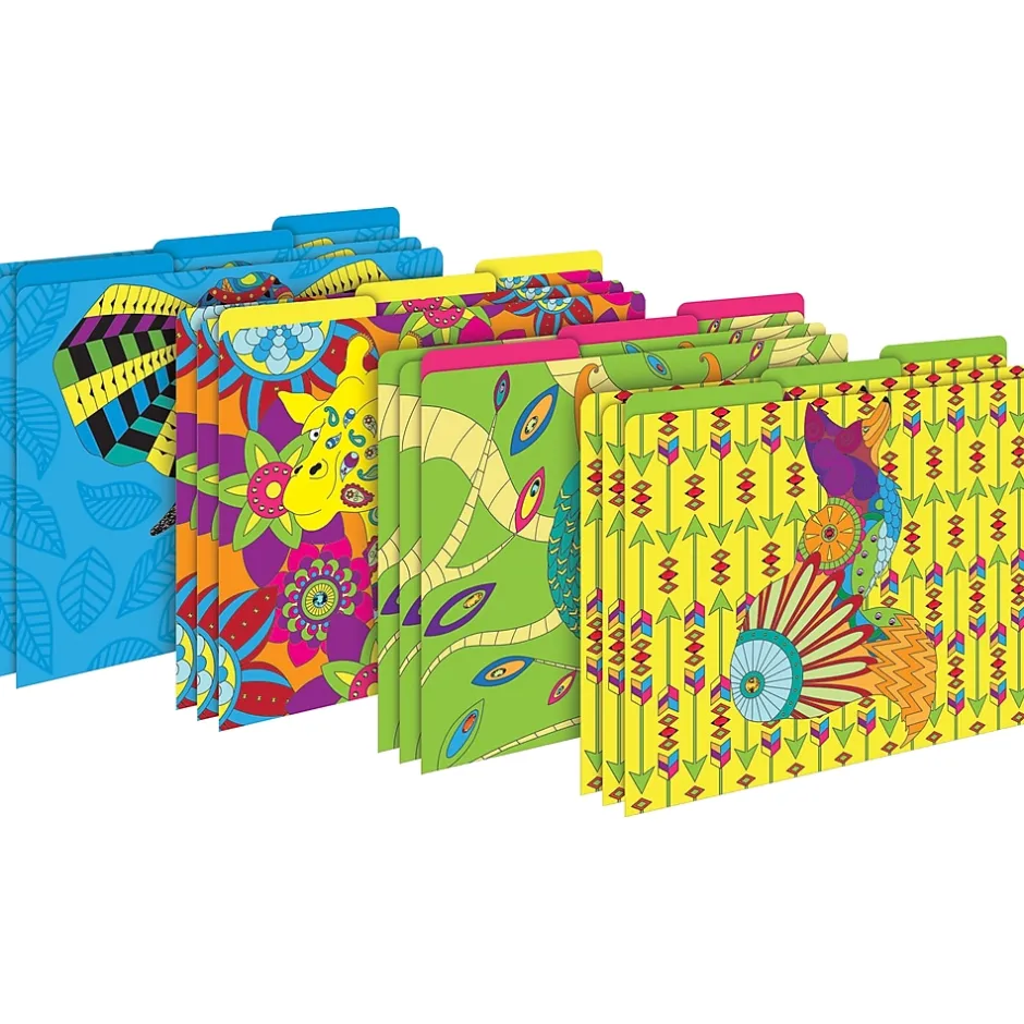 Barker Creek Bohemian Animals File Folder, 1/3-Cut Tab, Letter Size, Assorted, 12/Pack (2012) Discount