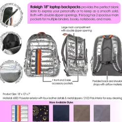Bazic Raleigh Laptop Backpack, Large, Black (1112)
