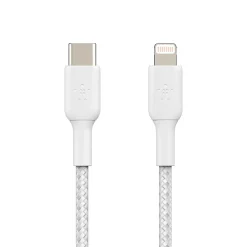 Belkin BOOST CHARGE Braided USB-C to Lightning Cable, 1 m / 3.3 ft., White