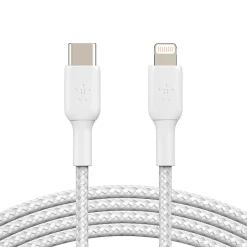Belkin BOOST CHARGE Braided USB-C to Lightning Cable, 1 m / 3.3 ft., White