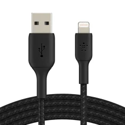 Belkin Lightning to USB-A Boost Charge Braided Cable, 6.6', MFi-Certified, Black