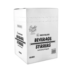 BERK Individually Wrapped Black Plastic Stirrer, 500/Box (1241213)
