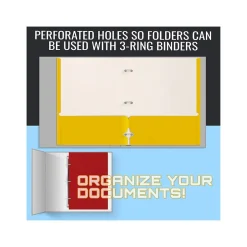 Better Office 3-Hole Punched 2-Pocket Portfolio Folders, Assorted Colors, 100/Pack (80100-100PK) Clearance