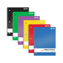 Better Office 1-Subject Notebooks, 8" x 10.5", Wide Ruled, 70 Sheets, 24/Pack (25624-24PK) Sale