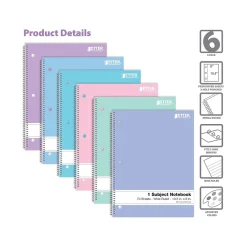 Better Office 1-Subject Notebooks, 8" x 10.5", Wide Ruled, 70 Sheets, 6/Pack (25626-6PK) Online