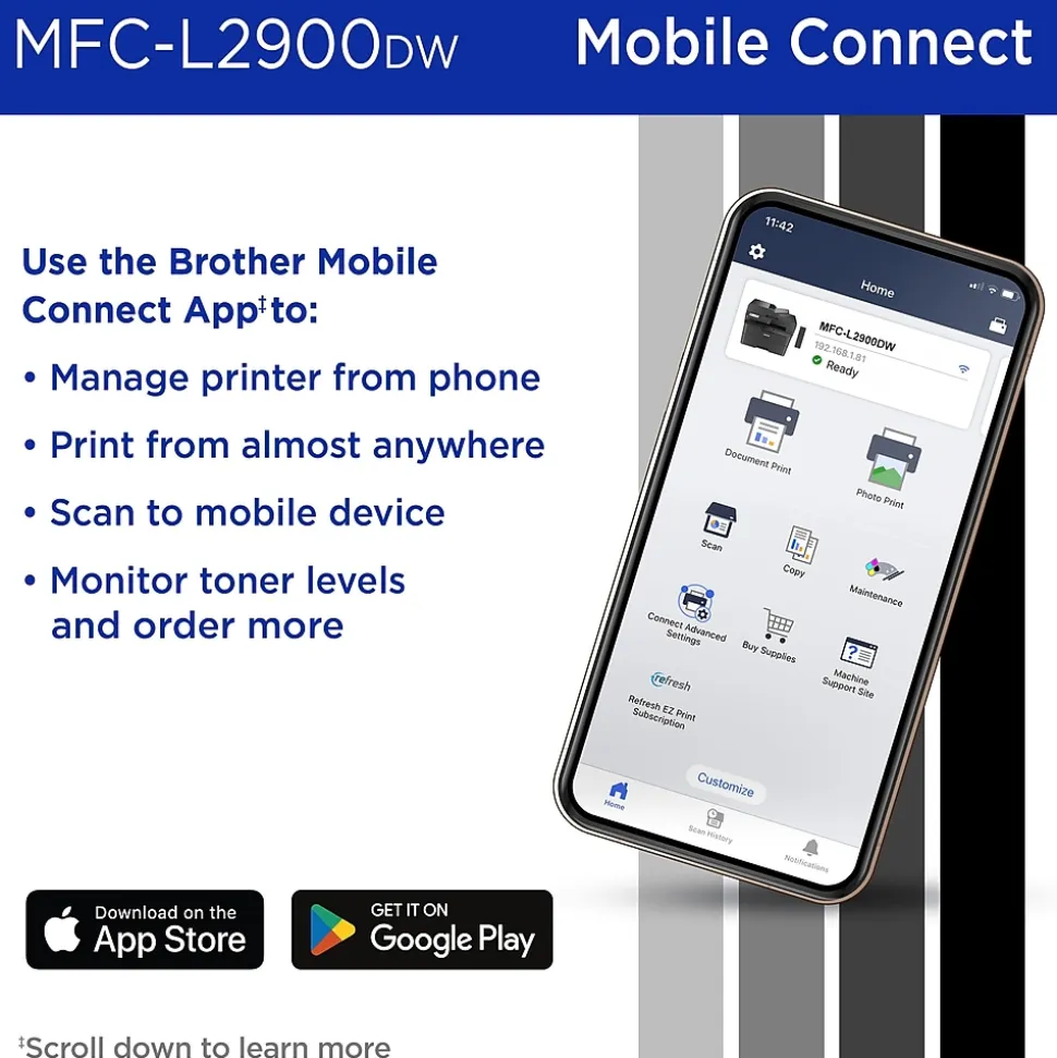 Brother MFC-L2900DW New Laser Printer, All-In-One, Print, Scan, Copy, Fax