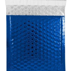 Bubble Padded Mailers with Peel and Seal Closure, CD Size, 6 x 6.5, Blue Metallic, 12/Pack (2745203)