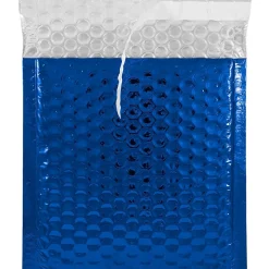 Bubble Padded Mailers with Peel and Seal Closure, CD Size, 6 x 6.5, Blue Metallic, 12/Pack (2745203)