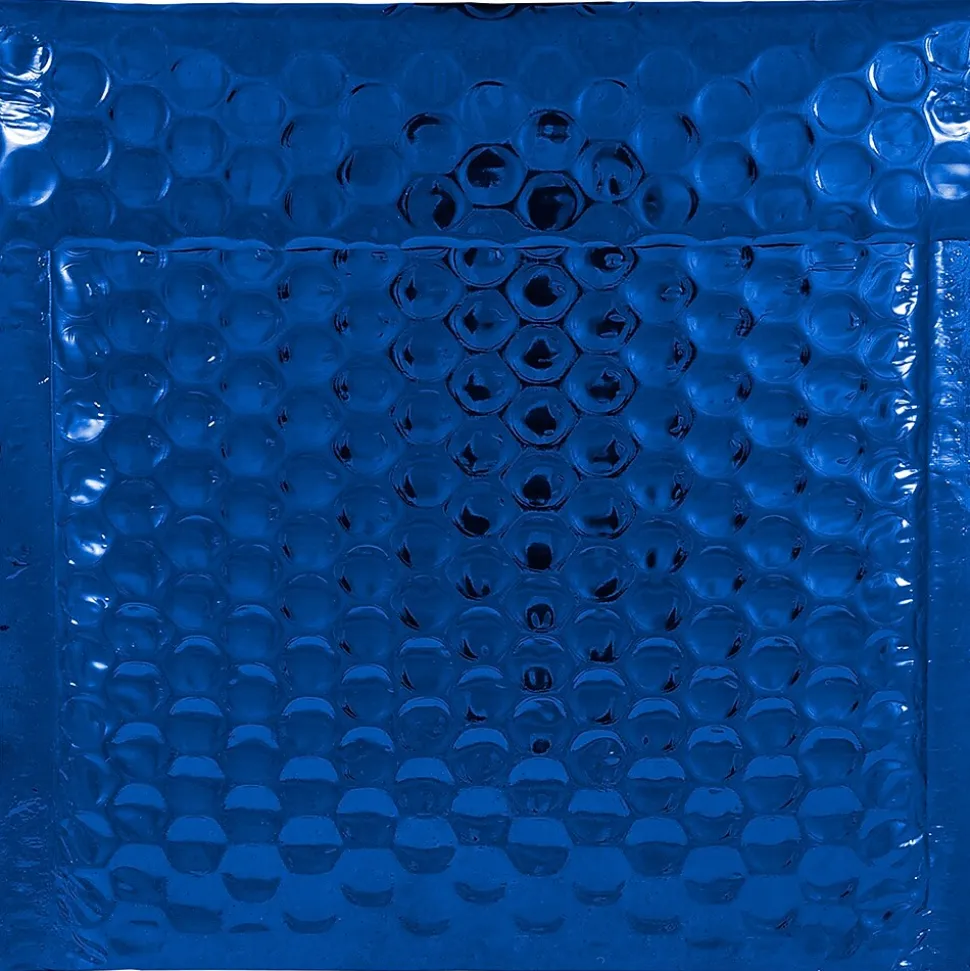 Bubble Padded Mailers with Peel and Seal Closure, CD Size, 6 x 6.5, Blue Metallic, 12/Pack (2745203)